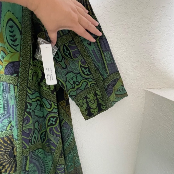 Step In Style NWT Long Sleeve Button Down Lagenlook Boho Dress Sz One Plus Green - Picture 6 of 16